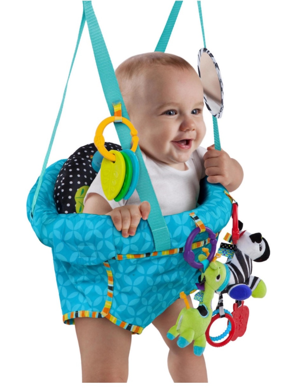 Bright Starts Bounce & Spring Deluxe Door Jumper with Take-Along Toys for Baby